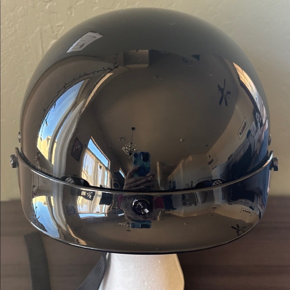 Harley Davidson Shorty Black Gloss Motorcycle Half Helmet DOT Size Small - Picture 8 of 9